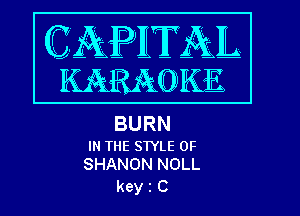 BURN
IN THE STYLE 0F
SHANON NOLL

keth