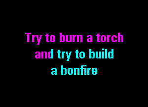 Try to burn a torch

and try to build
a bonfire