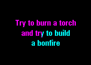 Try to burn a torch

and try to build
a bonfire