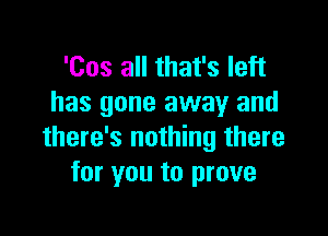 'Cos all that's left
has gone away and

there's nothing there
for you to prove