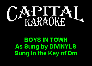 APIT
C WWN

BOYS IN TOWN
As Sung by DIVINYLS
Sung in the Key of Dm