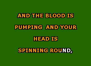 AND THE BLOOD IS
PUMPING AND YOUR

HEAD IS

SPINNING ROUND,