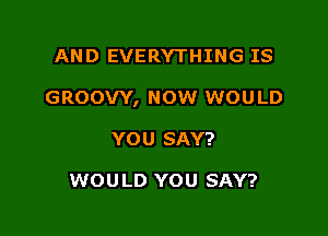 AND EVERYTHING IS

GROOVY, NOW WOULD

YOU SAY?

WOU LD YOU SAY?