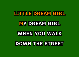 LITTLE DREAM GIRL
MY DREAM GIRL

WHEN YOU WALK

DOWN THE STREET

g