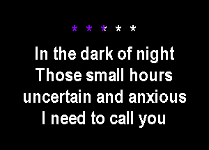 i'i'kirit

In the dark of night

Those small hours
uncertain and anxious
I need to call you