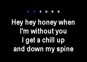 'ki'i't'it'k

Hey hey honey when

I'm withoutyou
lget a chill up
and down my spine