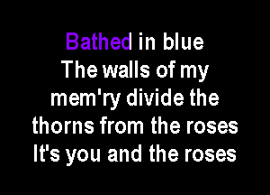 Bathed in blue
The walls of my

mem'ry divide the
thorns from the roses
It's you and the roses