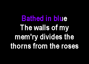 Bathed in blue
The walls of my

mem'ry divides the
thorns from the roses