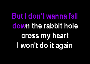 Butl don'twanna fall
down the rabbit hole

cross my heart
I won't do it again