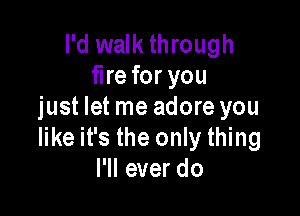 I'd walk through
fire for you

just let me adore you
like it's the only thing
I'll ever do