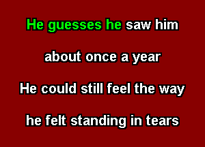 He guesses he saw him

about once a year

He could still feel the way

he felt standing in tears