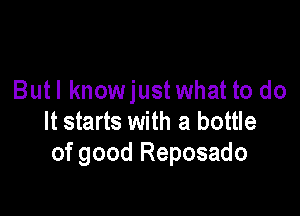 Butl knowjust what to do

It starts with a bottle
of good Reposado