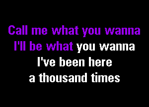 Call me what you wanna
I'll be what you wanna
I've been here
a thousand times