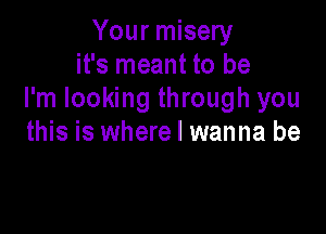 Your misery
it's meant to be
I'm looking through you

this is where I wanna be