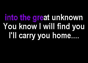 into the great unknown
You know I will find you

I'll carry you home....