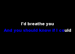 I'd breathe you

And you should know ifl could