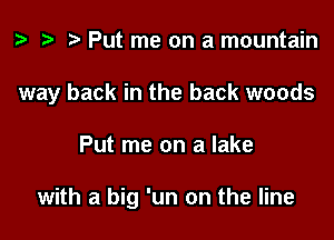 z. t) Put me on a mountain

way back in the back woods

Put me on a lake

with a big 'un on the line