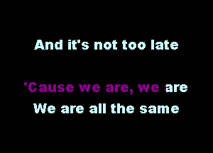 And it's not too late

'Cause we are, we are
We are all the same