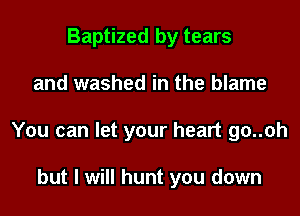 Baptized by tears
and washed in the blame
You can let your heart go..oh

but I will hunt you down