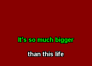 It's so much bigger

than this life