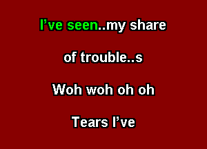 Pve seen..my share

of trouble..s
Woh woh oh oh

Tears Pve