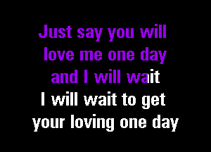 Just say you will
love me one day

and I will wait
I will wait to get
your loving one day