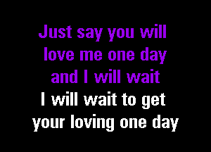 Just say you will
love me one day

and I will wait
I will wait to get
your loving one day