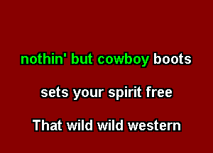 nothin' but cowboy boots

sets your spirit free

That wild wild western