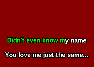 Didn't even know my name

You love me just the same...