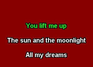 You lift me up

The sun and the moonlight

All my dreams