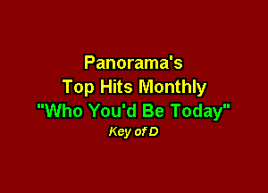 Panorama's
Top Hits Monthly

Who You'd Be Today
Key ofD