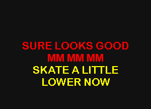 SKATE A LITTLE
LOWER NOW