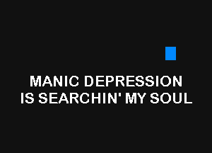 MANIC DEPRESSION
IS SEARCHIN' MY SOUL