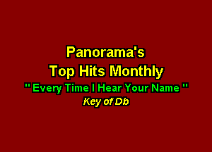 Panorama's
Top Hits Monthly

 Every Time I Hear Your Name 
Key obe