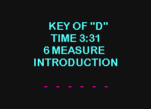 KEY OF D
TIME 331
6 MEASURE

INTRODUCTION