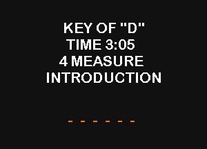 KEY OF D
TIME 3105
4 MEASURE

INTRODUCTION