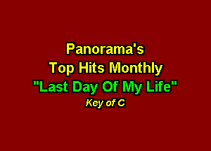 Panorama's
Top Hits Monthly

Last Day Of My Life
Kcy ofC