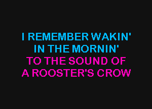 I REMEMBER WAKIN'
IN THE MORNIN'