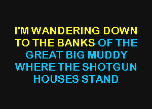 I'M WANDERING DOWN
TO THE BANKS OF THE
GREAT BIG MUDDY
WHERETHESHOTGUN
HOUSES STAND