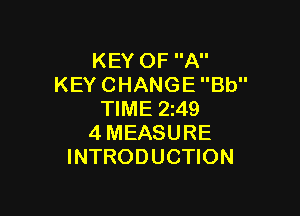 KEYOFA
KEYCHANGEBU'

WMEZAQ
4MEASURE
INTRODUCHON