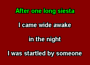 After one long siesta
I came wide awake

in the night

I was startled by someone