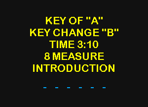 KEY OF A
KEY CHANGE B
TIME 3310

8MEASURE
INTRODUCTION