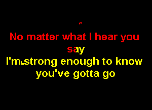 F

No matter what I hear you
say

l'mstrong enough to know
you've gotta go