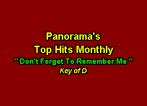 Panorama's
Top Hits Monthly

 Don't Forget To Remember Me 
Kcy ofD