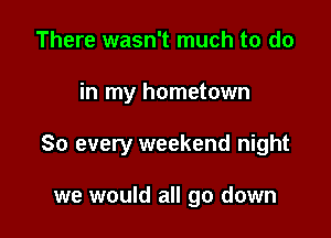 There wasn't much to do

in my hometown

So every weekend night

we would all go down