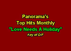 Panorama's
Top Hits Monthly

Love Needs A Holiday
Key ofDlF