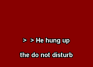 He hung up

the do not disturb