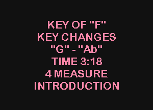 KEYOFP'
KEYCHANGES
IIGII - IIAbII

WME3H8
4MEASURE
INTRODUCHON