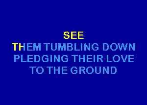 SEE
THEM TUMBLING DOWN
PLEDGING THEIR LOVE
TO THEGROUND