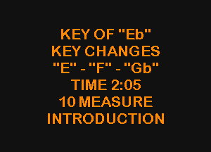 KEYOFEU'
KEYCHANGES
IIE3I - IIFII - IIGbII

NMEZQS
10MEASURE
INTRODUCHON